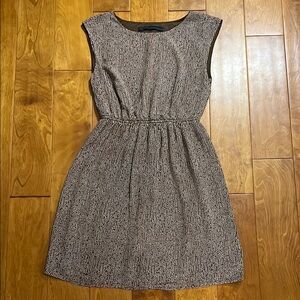 Zara Basic Polka Dot Sleeveless Dress Size XS Brown Work Preppy Fit & Flare